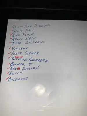 Ric Flair Arn Anderson Goldberg 12 Signed Flyer WWE NWO WCW JSA Auto Page Ticket