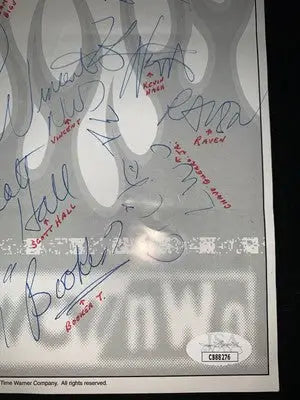 Ric Flair Arn Anderson Goldberg 12 Signed Flyer WWE NWO WCW JSA Auto Page Ticket