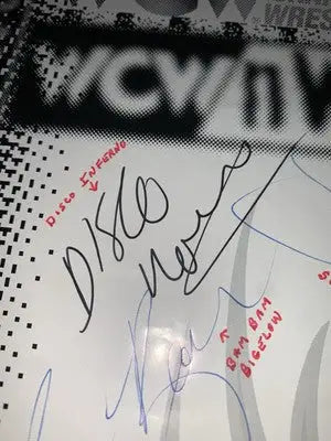 Ric Flair Arn Anderson Goldberg 12 Signed Flyer WWE NWO WCW JSA Auto Page Ticket - Sports Memorabilia