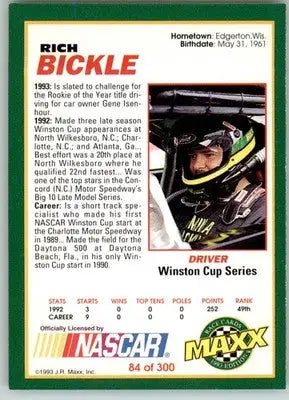 Rich Bickle - 1993 Maxx - #84 - Racing - Racing Card Single