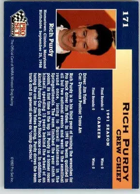 Rich Purdy - 1992 Pro Set NHRA - #171 - Racing - Racing Card Single
