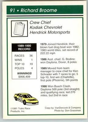 Richard Broome - 1991 Traks - #91 - Racing - Racing Card Single