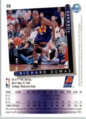 Richard Dumas - 1993-94 Upper Deck - #58 - Basketball - Basketball Card Single