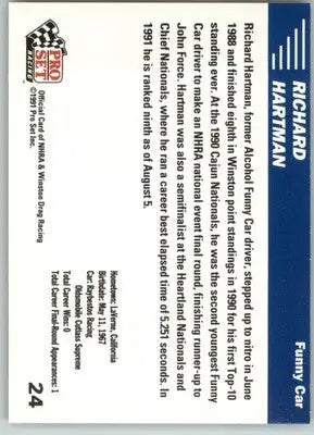 Richard Hartman - 1991 Pro Set NHRA - #24 - Racing - Racing Card Single