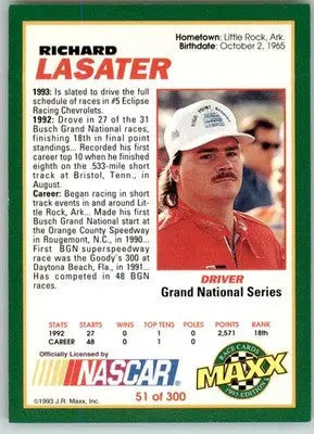 Richard Lasater - 1993 Maxx - #51 - Racing - Racing Card Single