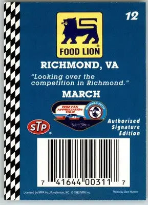 Richard Petty - 1992 Food Lion Richard Petty - #12 - Racing - Racing Card Single