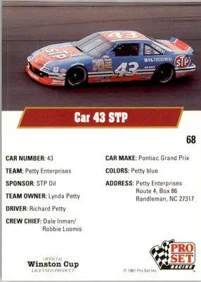Richard Petty’s Car - 1991 Pro Set - #68 - Racing - Racing Card Single