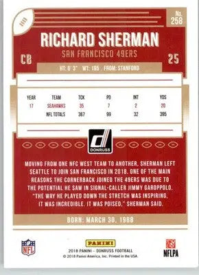 Richard Sherman - 2018 Donruss - #258 - Football - Football Card Single