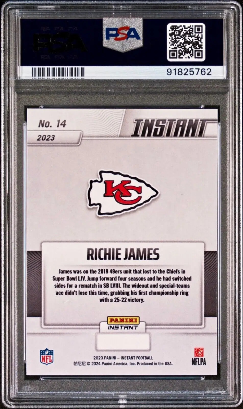 Richie James 2023 Panini NFL Superbowl Champions #14 Card PSA 9 Mint - Football Card Single