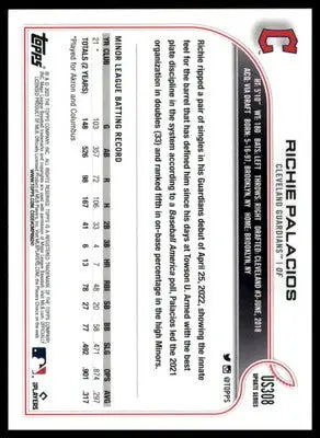 Richie Palacios Rookie 2022 Topps Update #US308 Cleveland Guardians - Baseball Card Single