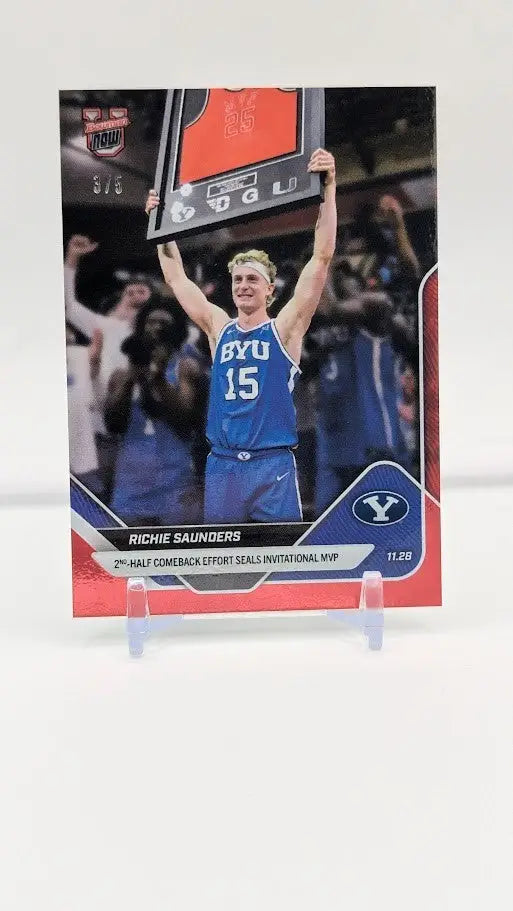 Richie Saunders BYU MVP - 2025-26 Bowman U NOW Basketball Card 22 - Red /5