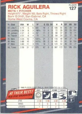 Rick Aguilera - 1988 Fleer - #127 - Baseball - Baseball Card Single