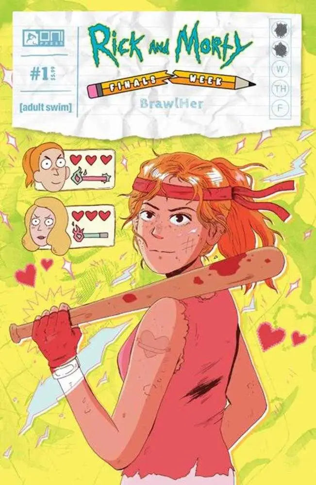 Rick and Morty Finals Week Brawlher #1 cover art with red-haired character and baseball bat
