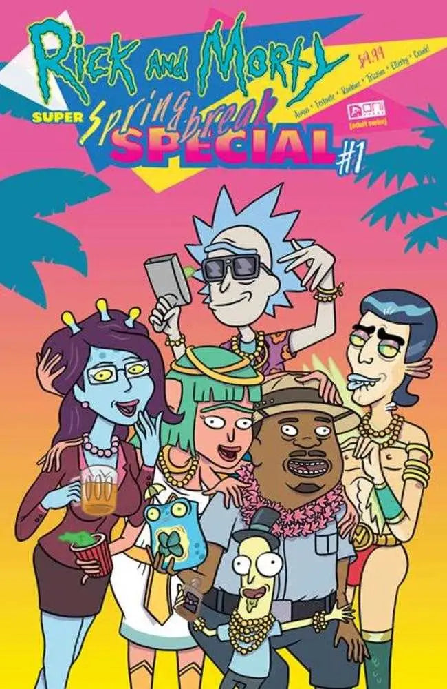 Rick and Morty Spring Break Special #1 cover art featuring characters in beach attire