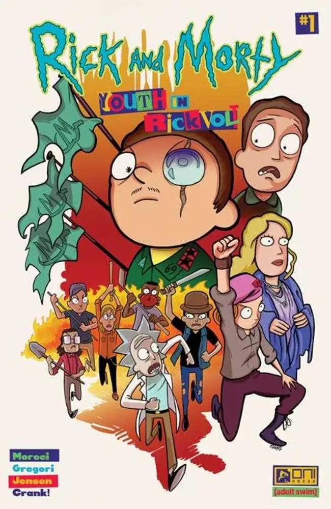 Comic book cover art for Rick and Morty Morty Youth by Tony Gregori in vibrant colors