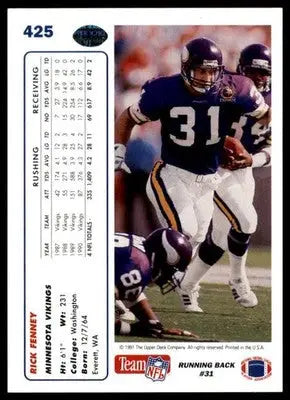 Rick Fenney 1991 Upper Deck #425 Minnesota Vikings - Football Card Single