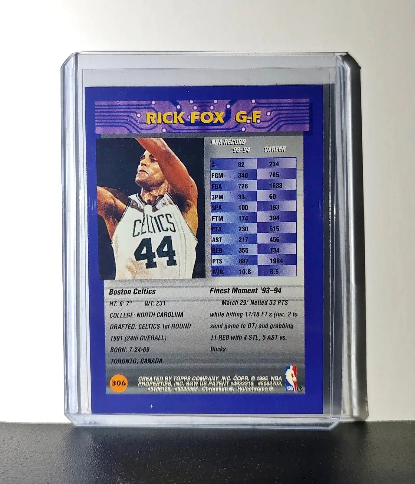 Rick Fox 1994-95 Topps Finest #306 Basketball Card