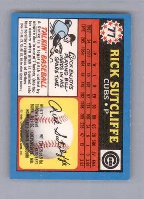 Rick Sutcliffe - 1988 Topps UK Minis - #77 - Baseball - Baseball Card Single