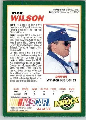 Rick Wilson - 1993 Maxx - #44 - Racing - Racing Card Single