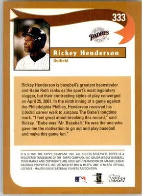 Rickey Henderson - 2002 Topps - #333 - Baseball - Baseball Card Single