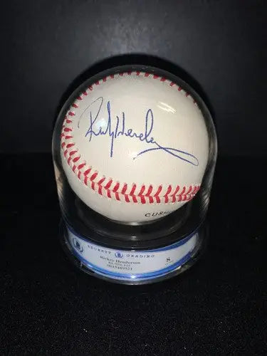 Rickey Henderson Single Signed ONL MLB Baseball BAS Beckett Encapsulated 8 HOF - Sports Memorabilia