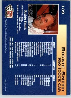 Rickie Smith - 1992 Pro Set NHRA - #139 - Racing - Racing Card Single