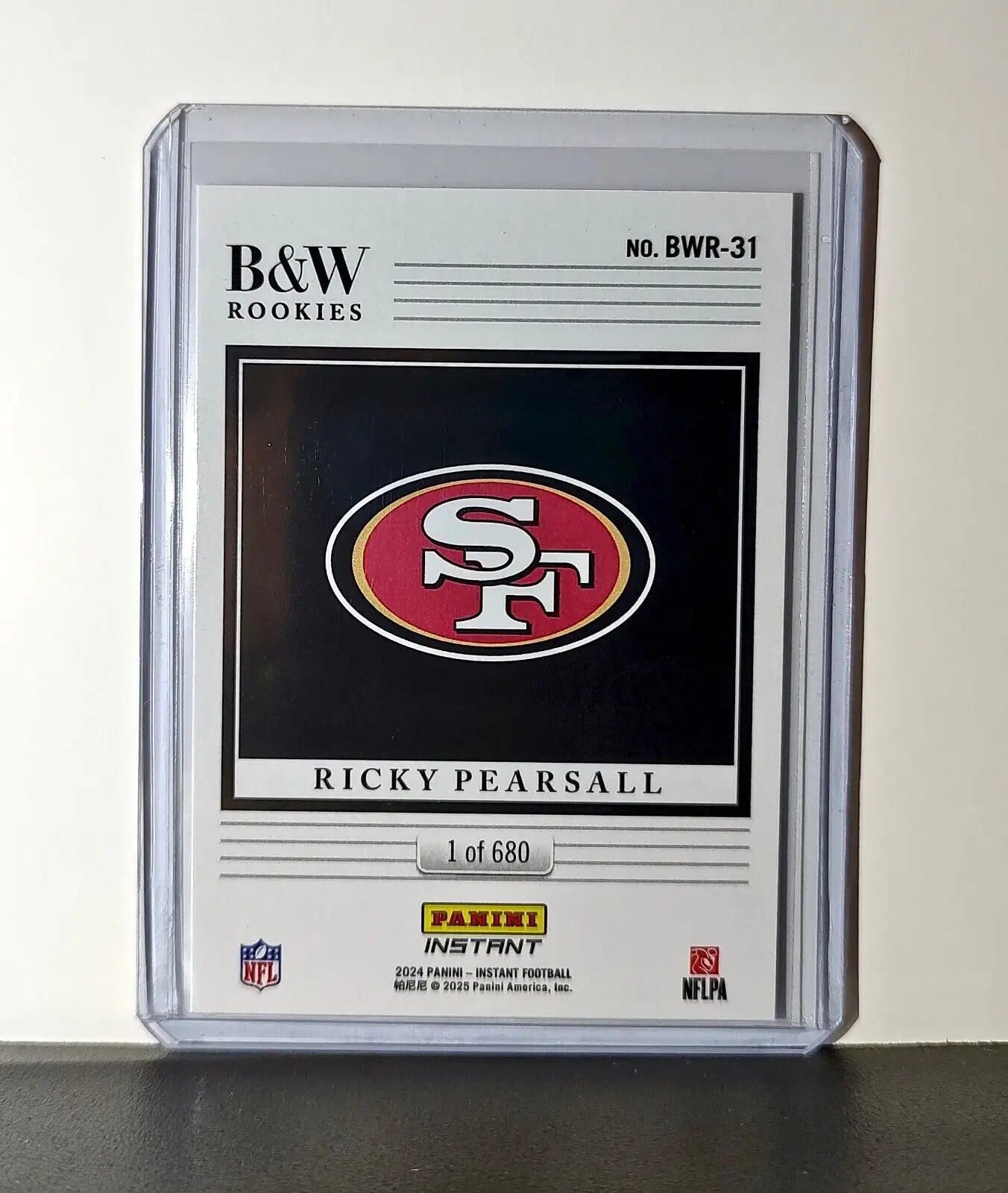 Ricky Pearsall 2024 Panini NFL #31 Black & White Rookies Card 49ers 1 of 680