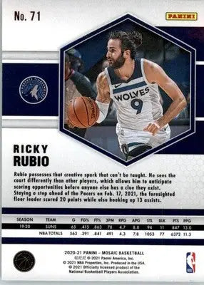Ricky Rubio - 2020-21 Panini Mosaic - #71 - Basketball - Basketball Card Single