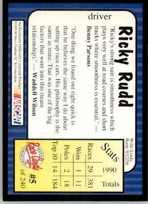 Ricky Rudd - 1991 Maxx - #5 - Racing - Racing Card Single