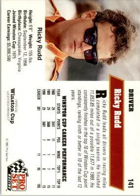 Ricky Rudd - 1991 Pro Set - #141 - Racing - Racing Card Single