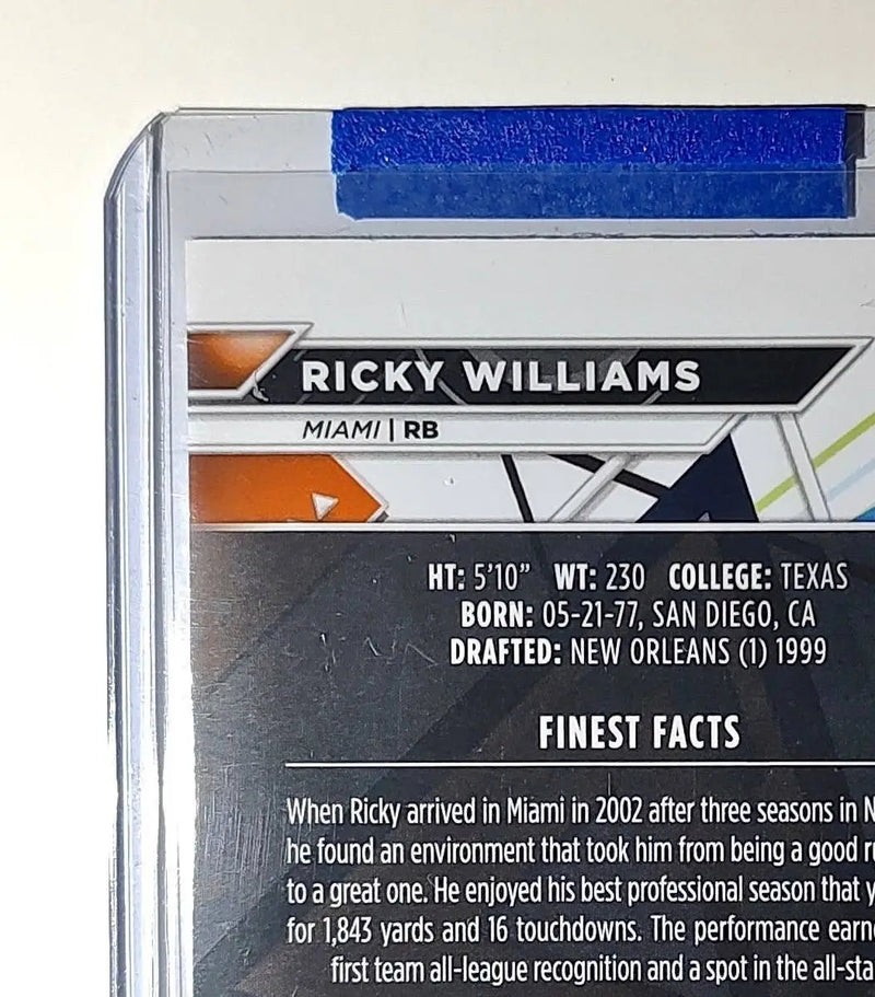 Ricky Williams 2023 Topps Finest Refractor NFL #205 Card Miami Dolphins - Football Card Single