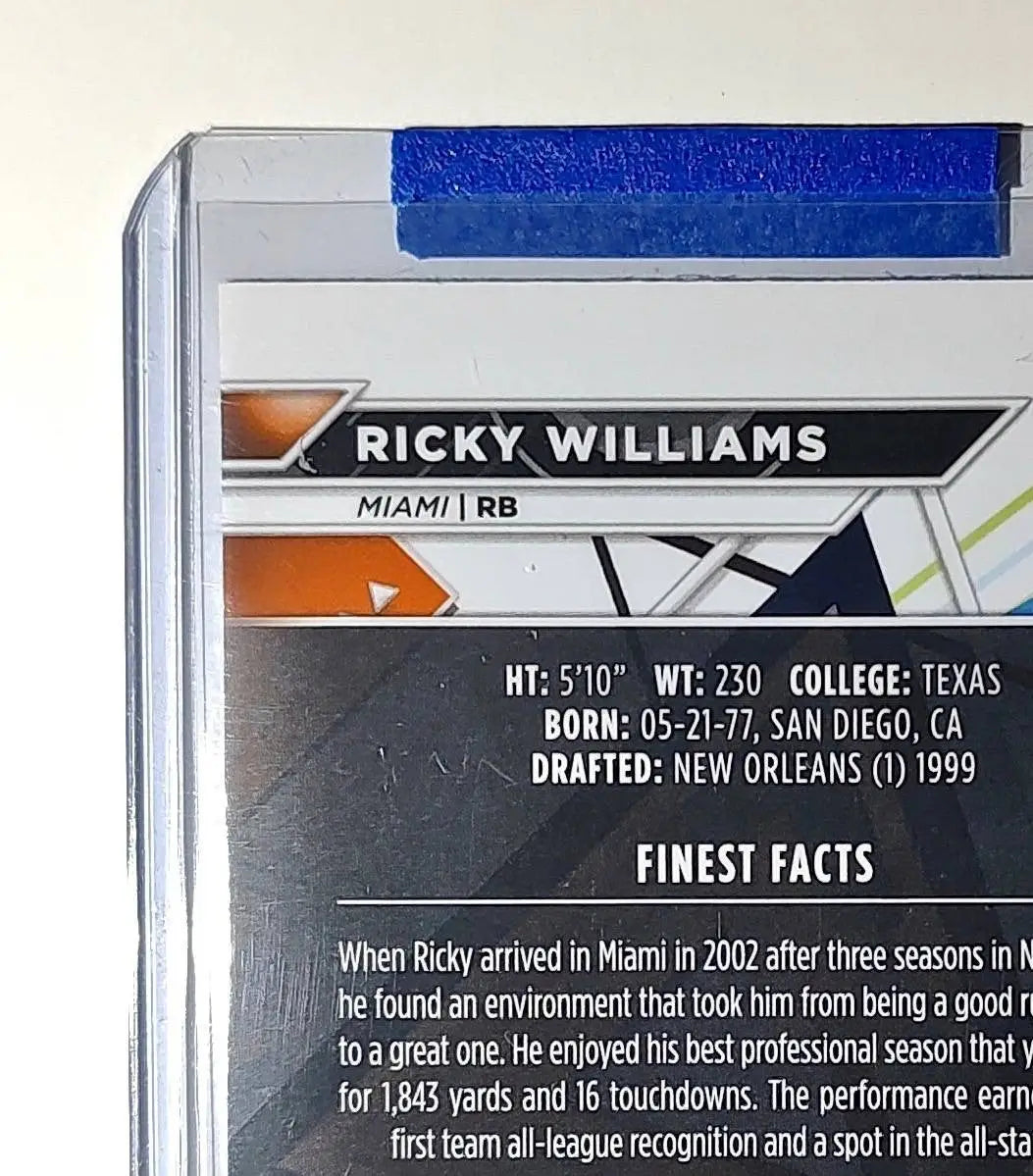 Ricky Williams 2023 Topps Finest Refractor NFL #205 Card Miami Dolphins - Football Card Single