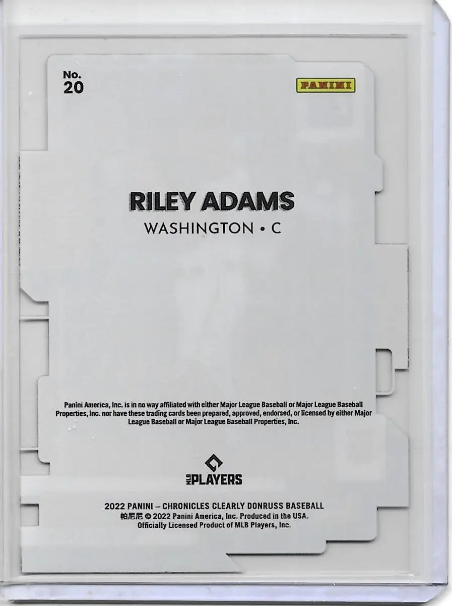 RILEY ADAMS 2022 Panini Chronicles #20 Clearly Donruss Rookie RC. (12) - Baseball Card Single