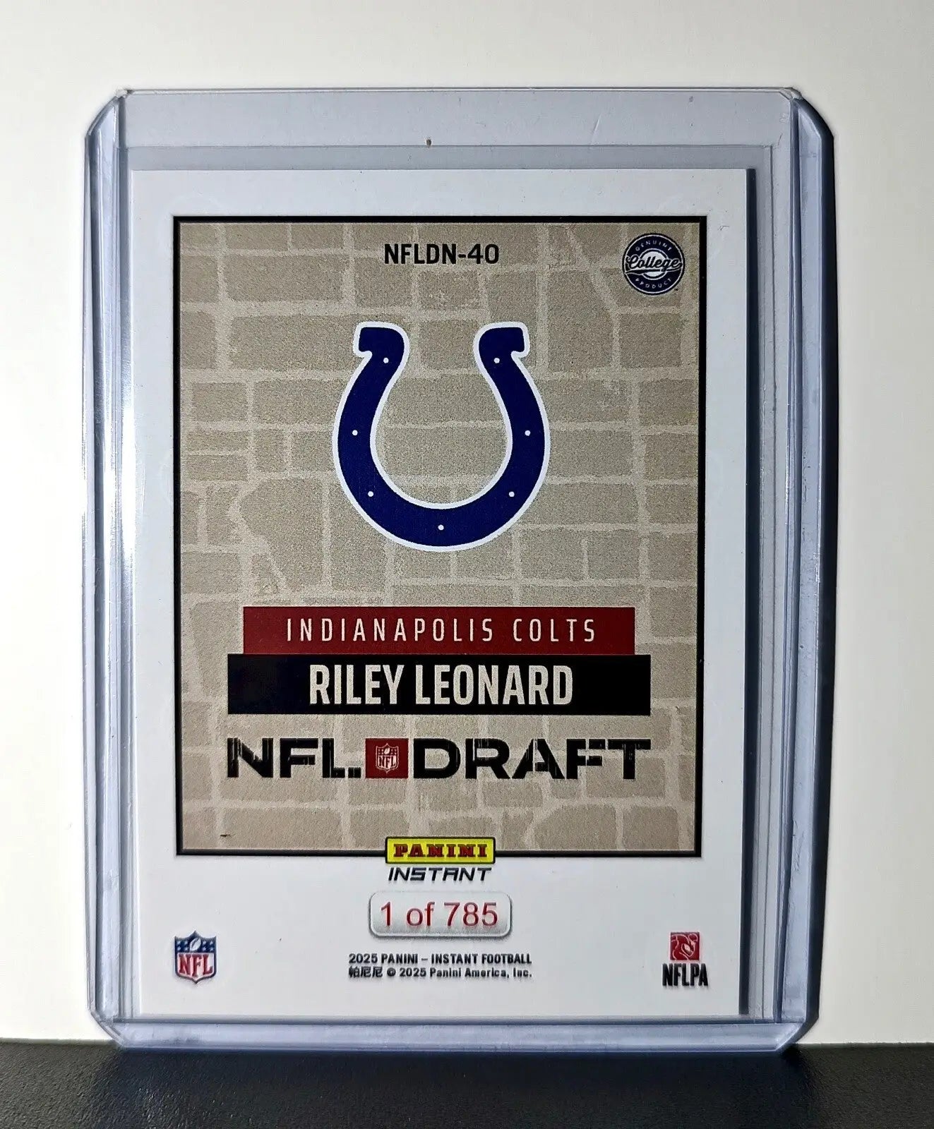 Riley Leonard Rookie 2025 NFL Draft #40 Card Indianapolis Colts 1 of 785 - Football Card Single