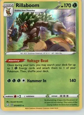 Rillaboom - Shining Fates - 013/072 - Holo with Holobleed NM Pokemon - Pokémon Card Single