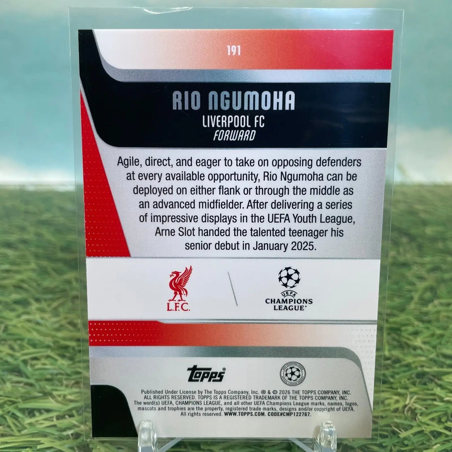 Rio Ngumoha 2025-26 Topps UEFA Club Competitions UCC Raindrops RC Liverpool #191 - Soccer Card Single