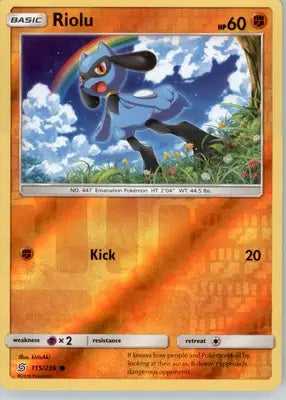 Riolu (115) - SM - Unified Minds - Reverse Holo LP - #115/236 - Pokémon Card Single