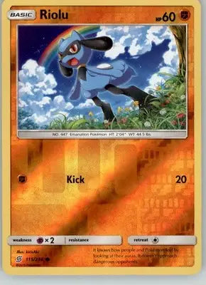 Riolu - Unified Minds - 115/236 - Reverse Holo LP Pokemon - Pokémon Card Single