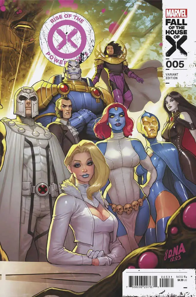 Comic book cover of Rise Of Powers Of X #5 featuring X-Men heroes and logo