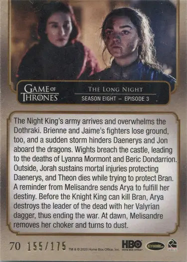 Rittenhouse 2020 Game of Thrones Base Parallel Card featuring key scene and characters