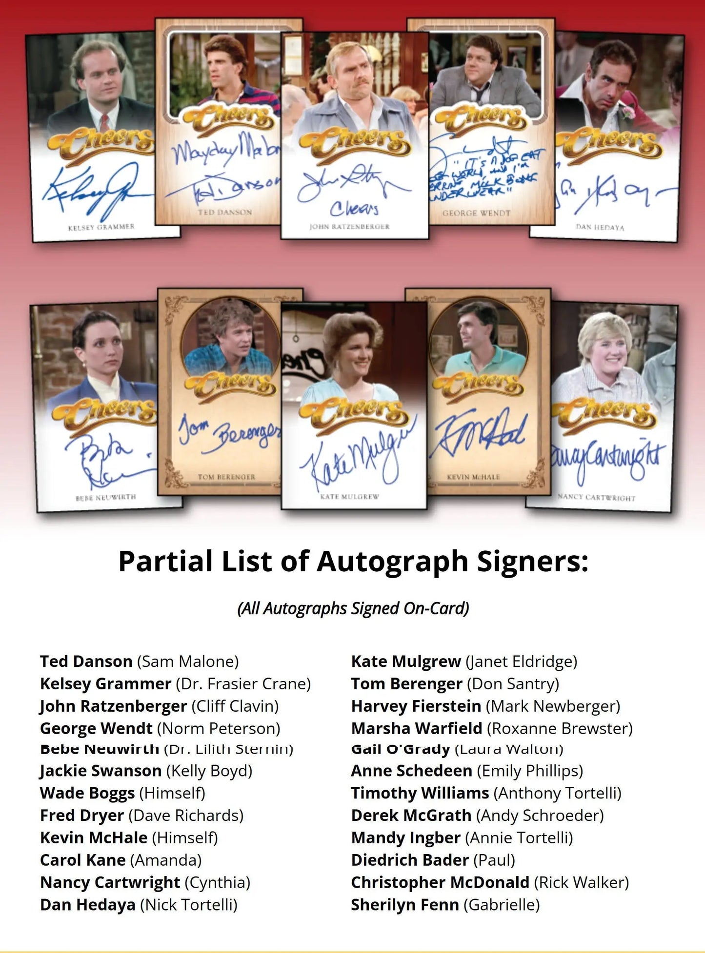 Cheers Premiere Edition autographed trading cards from Rittenhouse 2025 Hobby Box