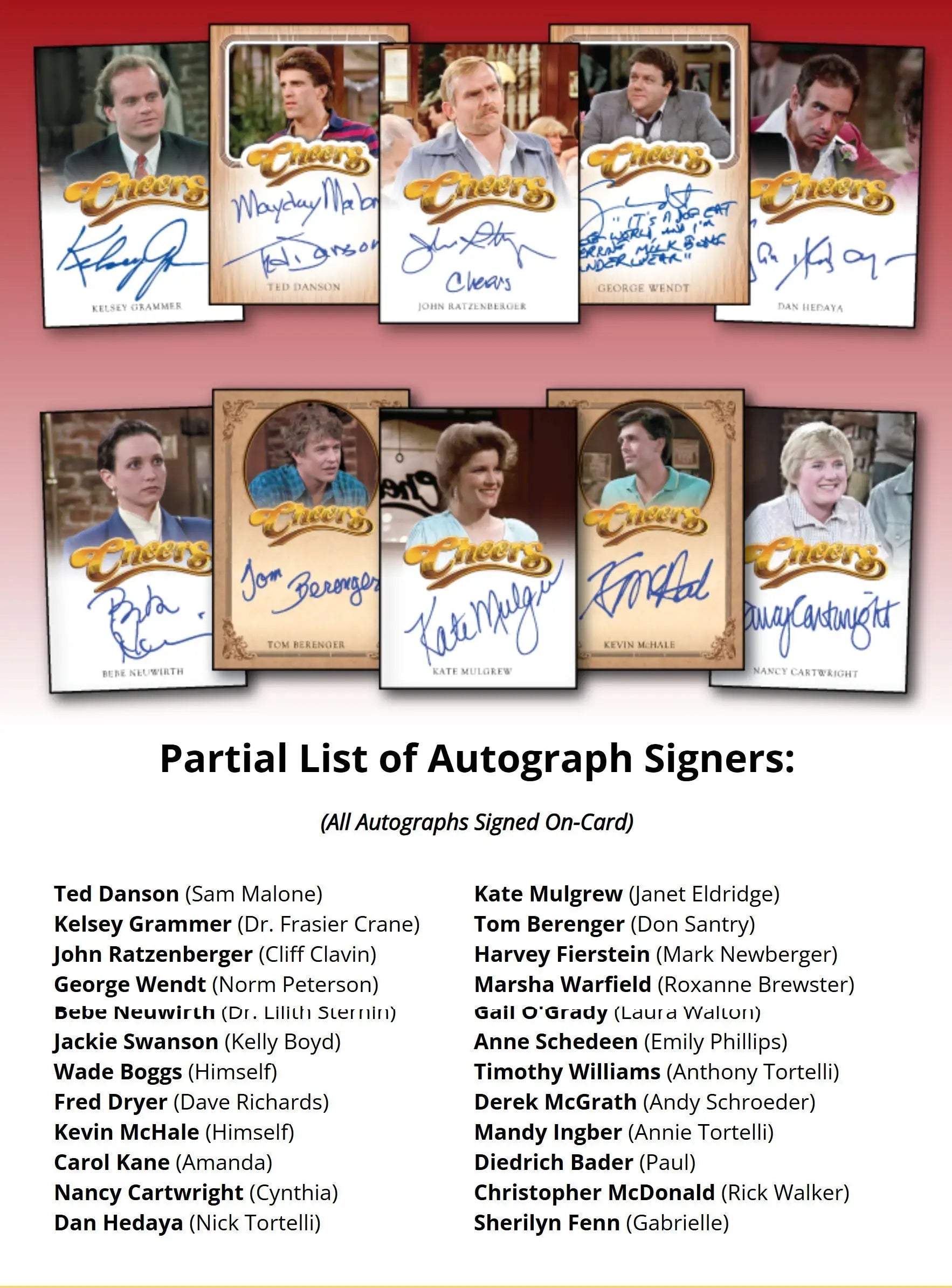 Cheers Premiere Edition autographed trading cards from Rittenhouse 2025 Hobby Box