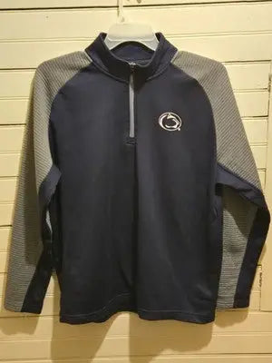 Rivalry Threads 91 Pullover Mens L Navy Gray Quarter Zip Athletic Top Logo - Apparel