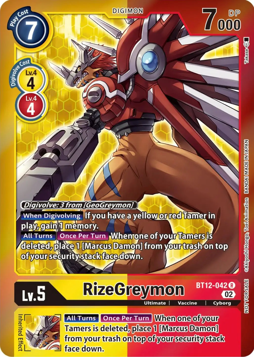RizeGreymon BT12-042 Tamer Party Special Time Promos Digimon trading card display