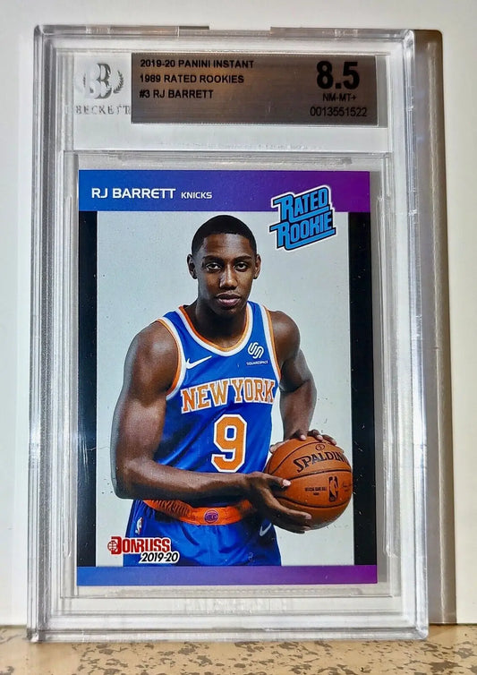 RJ Barrett 2019-20 Panini NBA #3 1989 Rated Rookies 1/3431 BGS 8.5 Knicks - Basketball Card Single