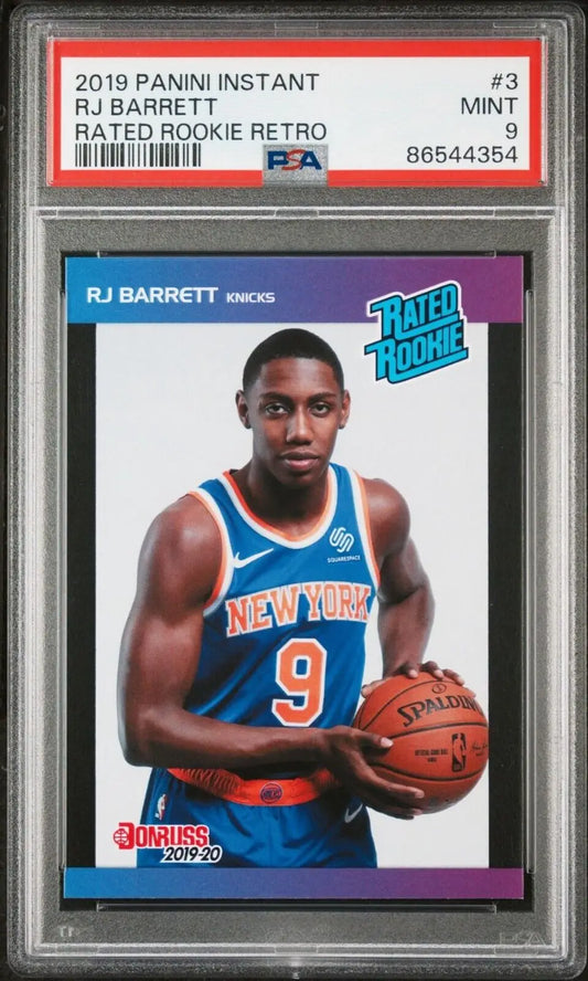 RJ Barrett 2019-20 Panini NBA Rated Rookie Retro Card 1/3431 PSA 9 MINT - Basketball Card Single