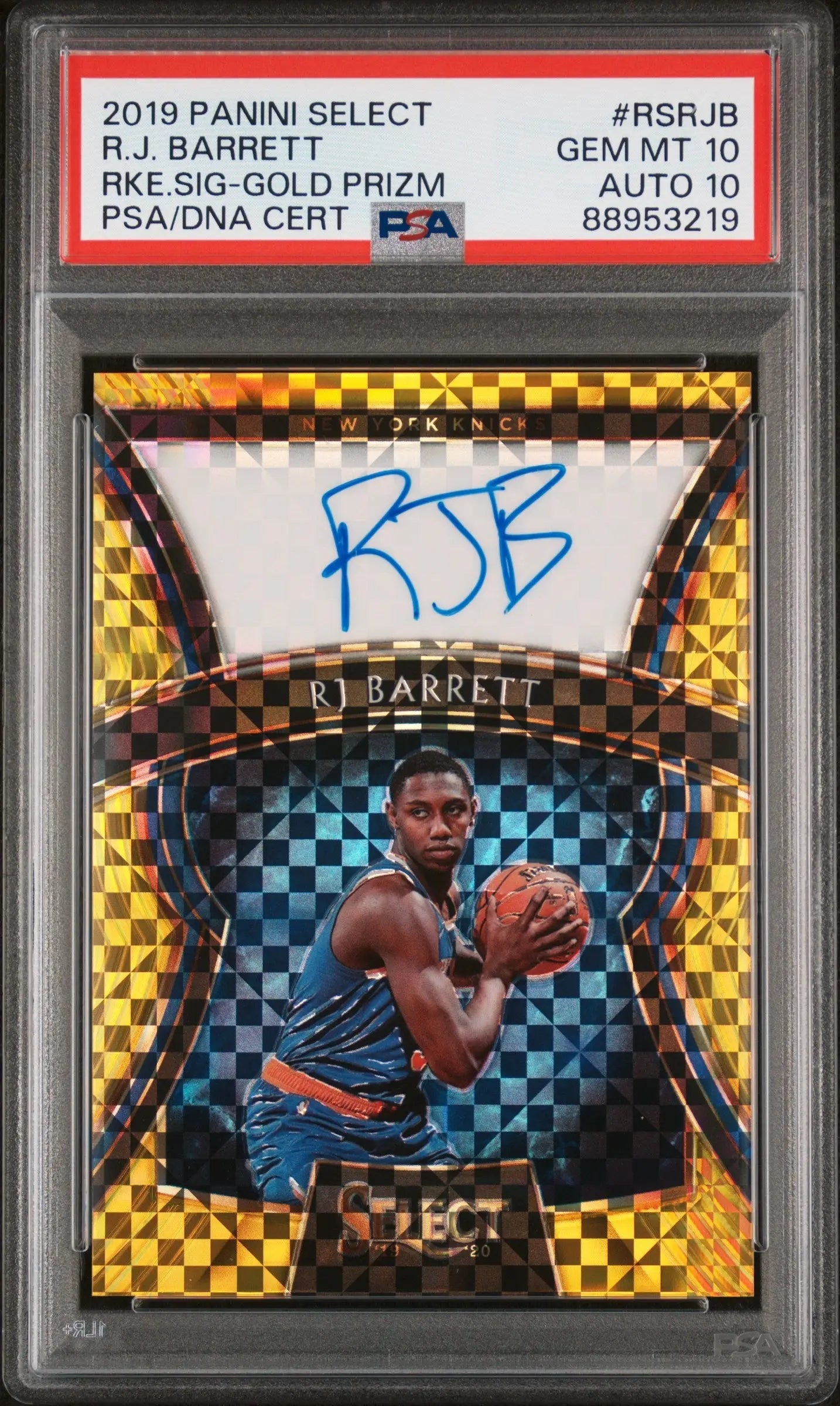 RJ Barrett 2019 Panini Select Rookie Signatures Gold #3/10 PSA 10 Auto 10 - Basketball Card Single