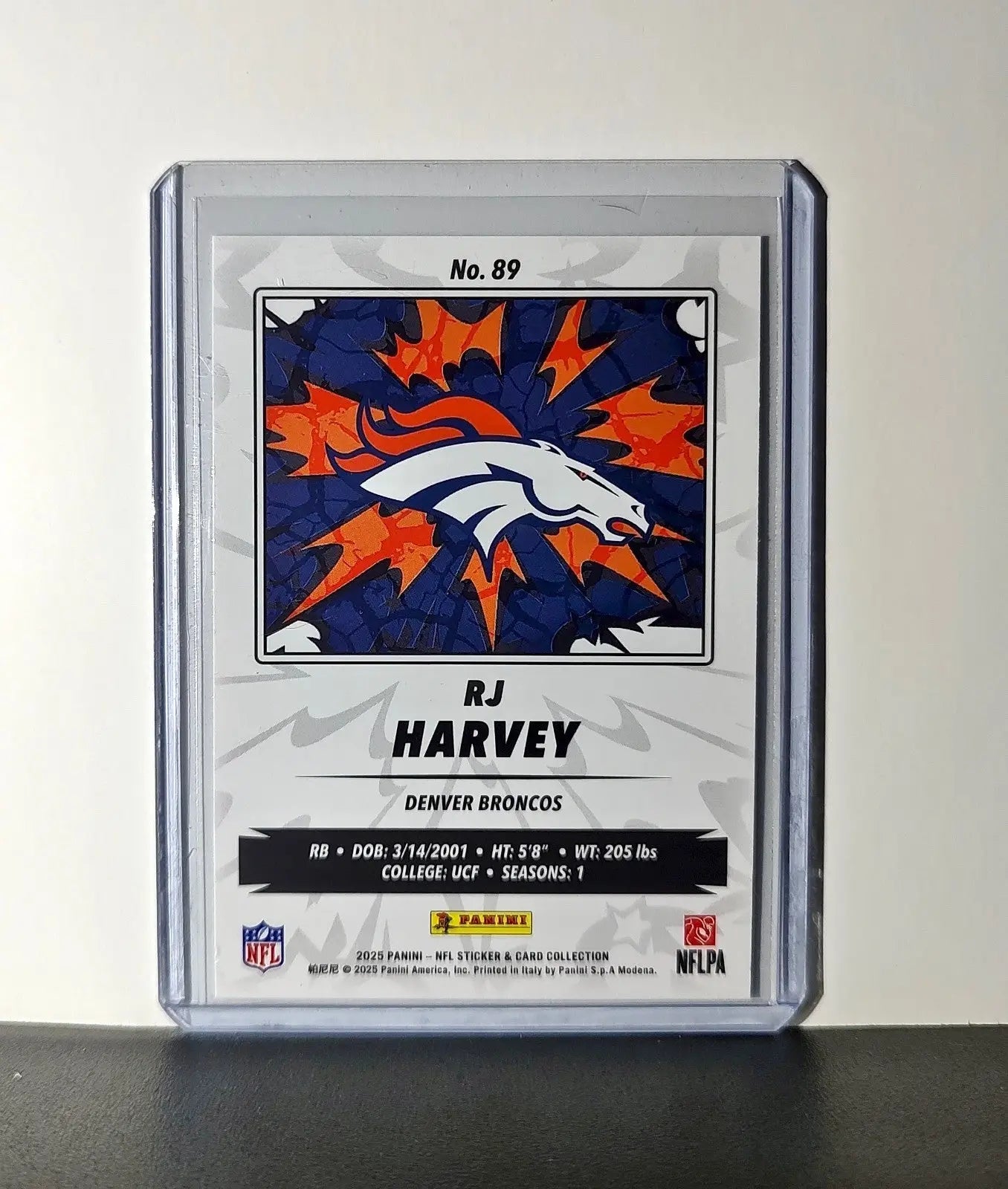 RJ Harvey Rookie 2025 Panini NFL #89 Sticker Card Denver Broncos - Football Card Single