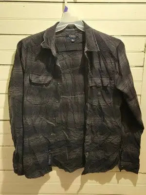 Roark Shirt Mens S Classic Fit Long Sleeve Button Snap Dark Grey Pattern Casual - Apparel