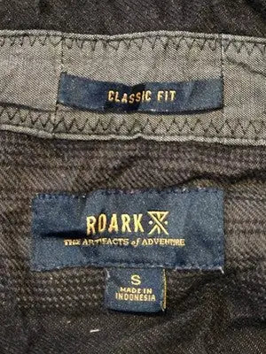 Roark Shirt Mens S Classic Fit Long Sleeve Button Snap Dark Grey Pattern Casual - Apparel